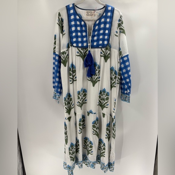 SZ Blockprints Shopbop Jodhpur floral block print cotton midi dress medium NWT - Picture 16 of 16